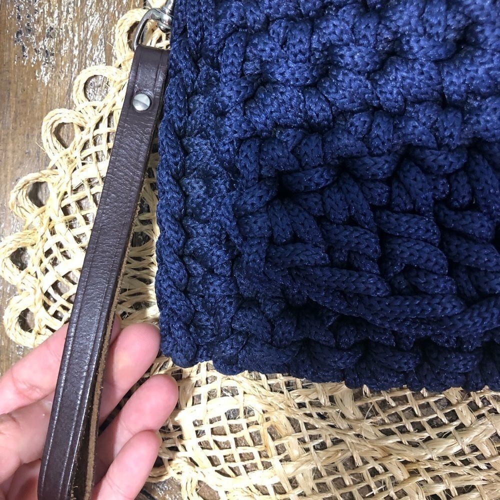 Macrame Navy Blue Clutch Bag - Picture 2 of 6